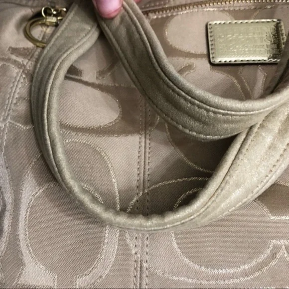 Coach gold poppy signature large bag